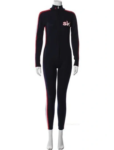 Pre-owned Perfect Moment Merino Wool Striped Ski Suit In Blue