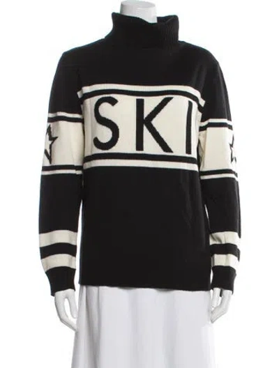 Pre-owned Perfect Moment Merino Wool Striped Sweater In Black