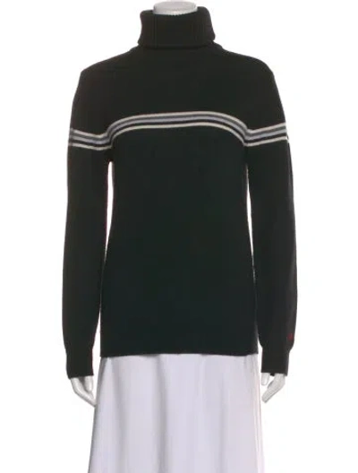 Pre-owned Perfect Moment Merino Wool Striped Sweater In Black
