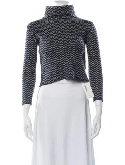 Pre-owned Perfect Moment Merino Wool Striped Sweater In Blue