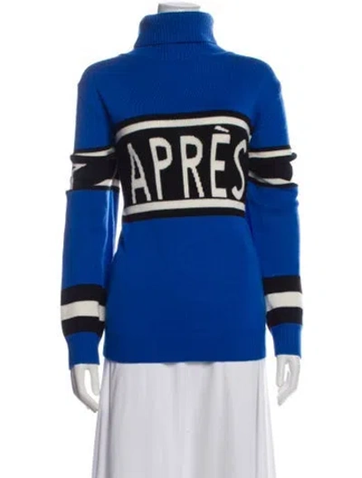 Pre-owned Perfect Moment Merino Wool Striped Sweater In Blue