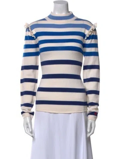 Pre-owned Perfect Moment Merino Wool Striped Sweater In Neutral