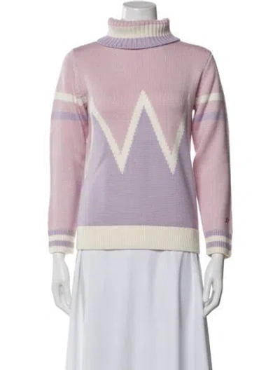 Pre-owned Perfect Moment Merino Wool Striped Sweater In Pink