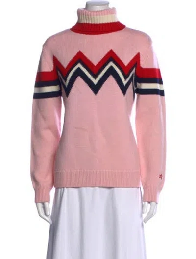 Pre-owned Perfect Moment Merino Wool Striped Sweater In Pink