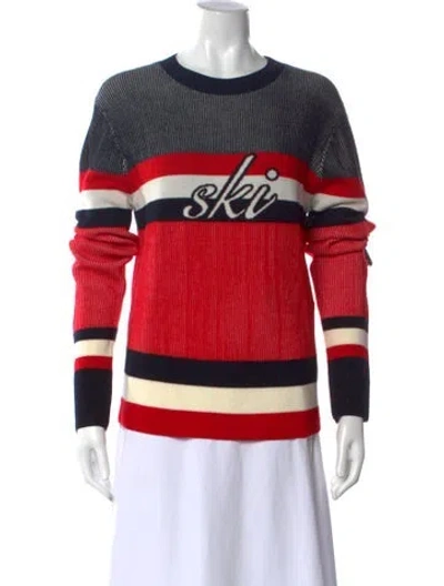Pre-owned Perfect Moment Merino Wool Striped Sweater In Red