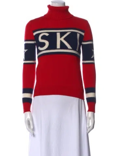 Pre-owned Perfect Moment Merino Wool Striped Sweater In Red