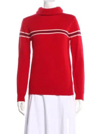Pre-owned Perfect Moment Merino Wool Striped Sweater In Red
