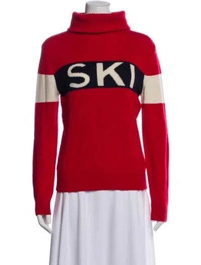 Pre-owned Perfect Moment Merino Wool Striped Sweater In Red