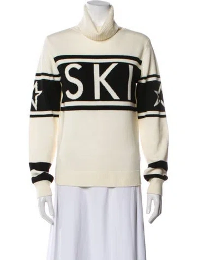Pre-owned Perfect Moment Merino Wool Striped Sweater In White