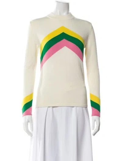 Pre-owned Perfect Moment Merino Wool Striped Sweater In Yellow