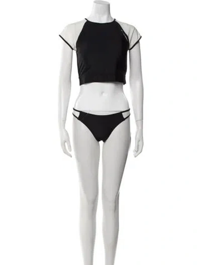 Pre-owned Perfect Moment Mesh Accents Bikini In Black