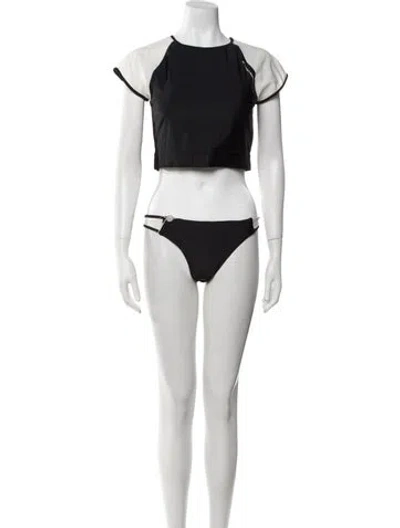 Pre-owned Perfect Moment Mesh Accents Bikini In Black
