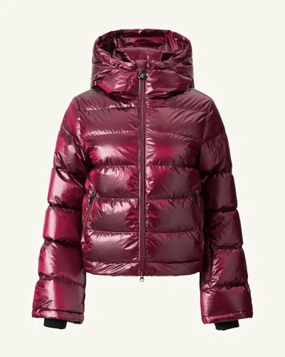 Perfect Moment Metallic Polar Flare Down Jacket S In Burgundy