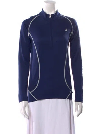 Pre-owned Perfect Moment Mock Neck Long Sleeve Sweatshirt In Blue