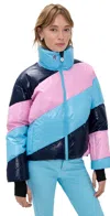 Perfect Moment Mojo Striped Down Ski Jacket In Multi