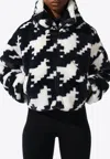 Perfect Moment Houndstooth Noelle Faux Fur Jacket M In Black