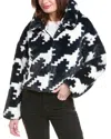 Perfect Moment Houndstooth Noelle Faux Fur Jacket Xl In Black