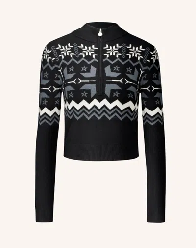 Perfect Moment Nordic Merino Wool Half-zip Xl In Black