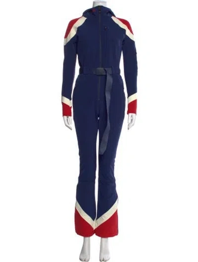 Pre-owned Perfect Moment Nylon Colorblock Pattern Jumpsuit In Blue