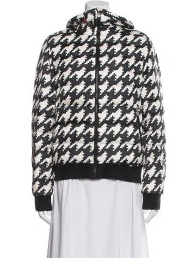 Pre-owned Perfect Moment Nylon Houndstooth Print Down Coat In Black