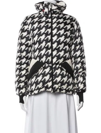 Pre-owned Perfect Moment Nylon Houndstooth Print Down Jacket In White