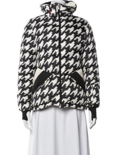 Pre-owned Perfect Moment Nylon Houndstooth Print Down Jacket In White