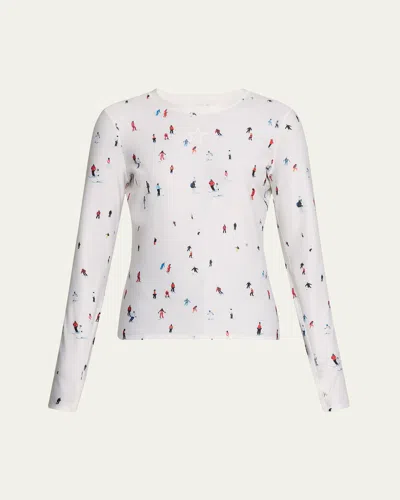 Perfect Moment Active Ski-print Compression Base Layer Top In Dede Ski Print