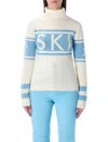 Perfect Moment Ivory And Blue Merino Wool Ski Sweater