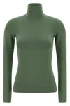 Perfect Moment Thermal Long Sleeve Turtleneck Top In Green