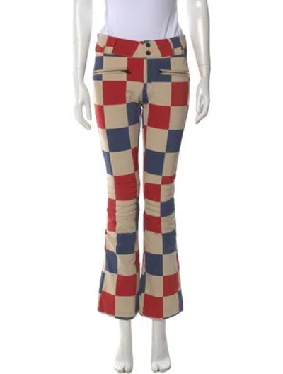 Pre-owned Perfect Moment Plaid Print Straight Leg Pants In Neutral