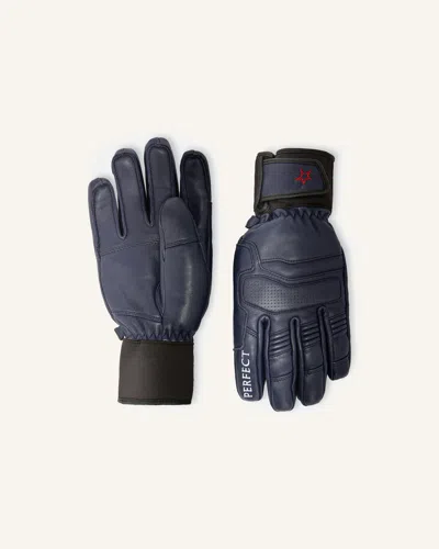 Perfect Moment Pm Leather Ski Gloves In Navy