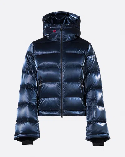 Perfect Moment Polar Flare Down Jacket L In Blue-liquid