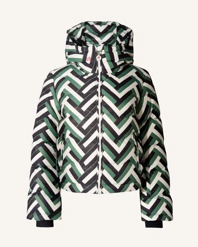 Perfect Moment Polar Flare Quilted Printed Down Ski Jacket In Green