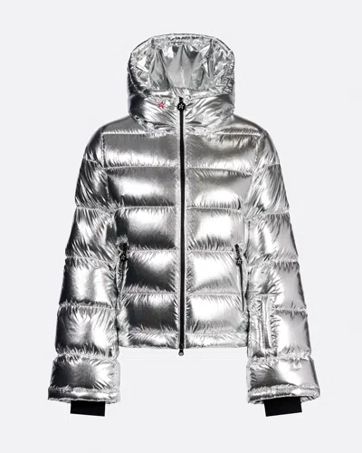 Perfect Moment Polar Flare Down Jacket Xs In Silver-foil