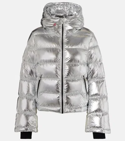 Perfect Moment Polar Flare Down Jacket Xs In Silver-foil