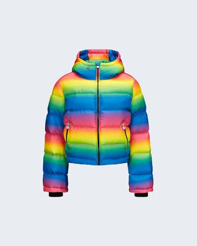 PERFECT MOMENT POLAR FLARE JACKET IN GRADIENT RAINBOW