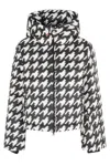 Perfect Moment Moment Houndstooth Hooded Embroidered Padded Down Ski Jacket In Multi