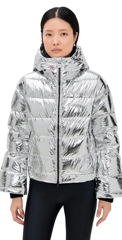 Perfect Moment Polar Flare Down Jacket Xs In Silver-foil