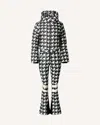 Perfect Moment Polar Flare Houndstooth Down Ski Suit In Black