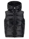 Perfect Moment Hooded Sleeveless Quilted Vest Pockets In Black