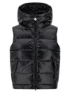 Perfect Moment Hooded Sleeveless Quilted Vest Pockets In Black
