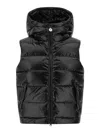 Perfect Moment Hooded Sleeveless Quilted Vest Pockets In Black