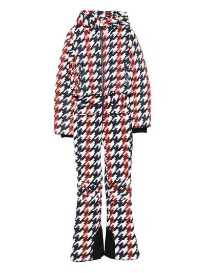 Perfect Moment Polar Houndstooth Flared-leg Ski Suit In Multi