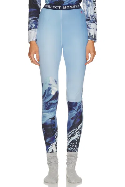 Perfect Moment Printed Base Layer Legging In Blue