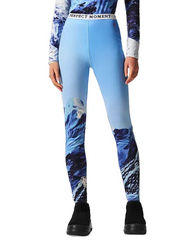Perfect Moment Printed Base Layer Leggings In Ski Lift Blue