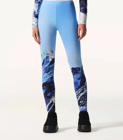 Perfect Moment Printed Base Layer Leggings In Ski Lift Blue
