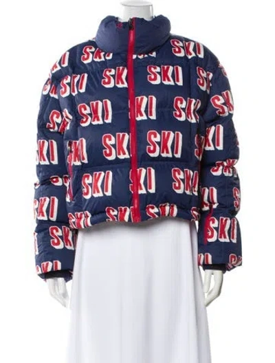 Pre-owned Perfect Moment Printed Down Jacket In Blue