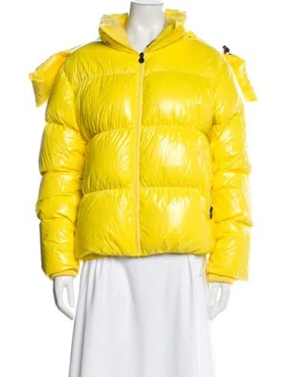 Pre-owned Perfect Moment Printed Down Jacket In Yellow