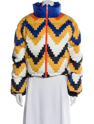 Pre-owned Perfect Moment Printed Down Jacket In Yellow