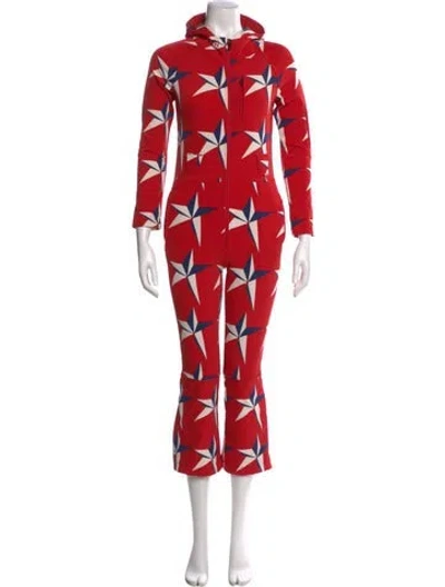Pre-owned Perfect Moment Printed Mock Neck Jumpsuit W/ Tags In Red